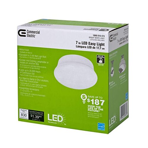 Commercial Electric ( # 546062XX) 1-Light 7" White LED Easy Light- OPEN BOX