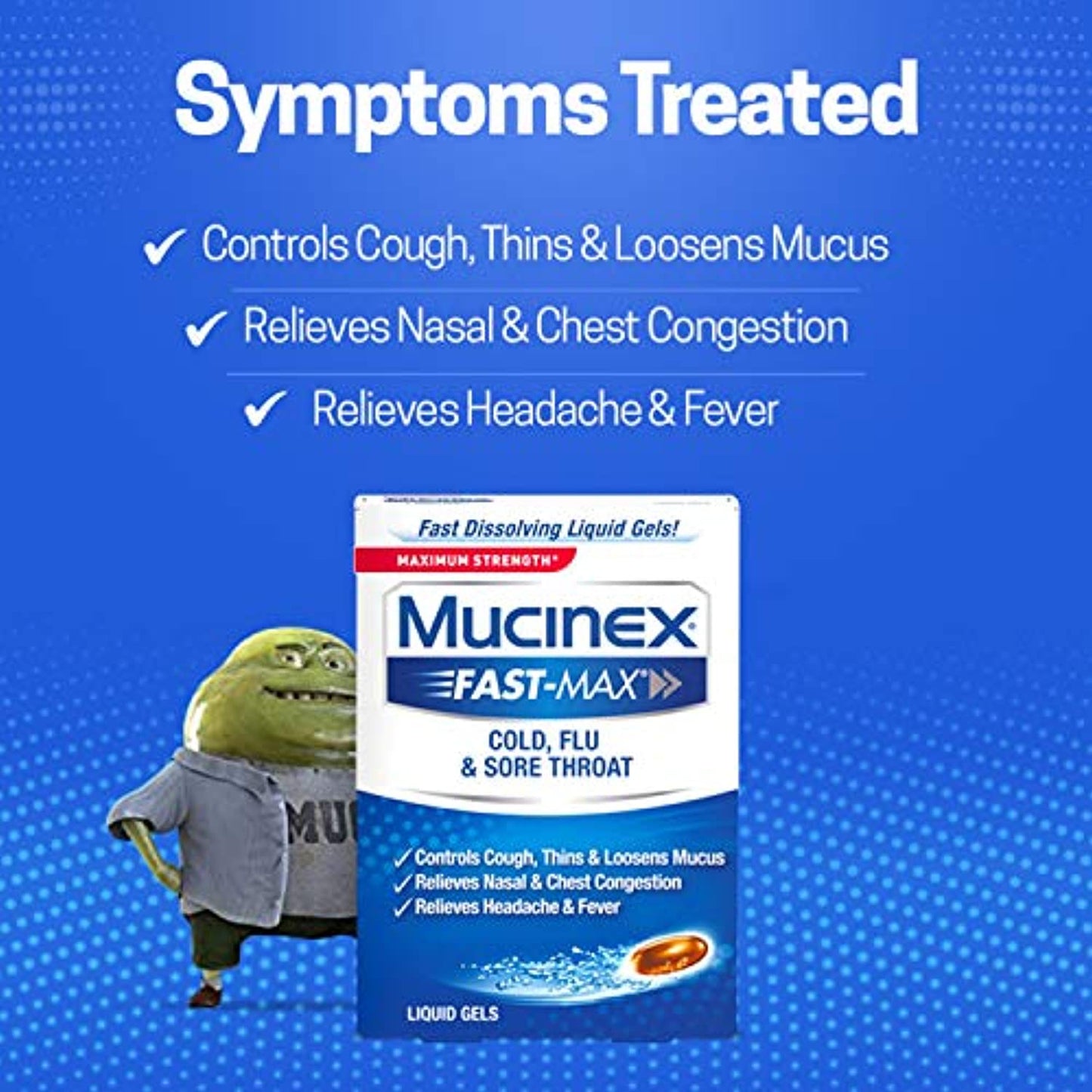 Mucinex Fast-Max Max Strength, Cold, Flu, & Sore Throat Liquid Gels, 16ct