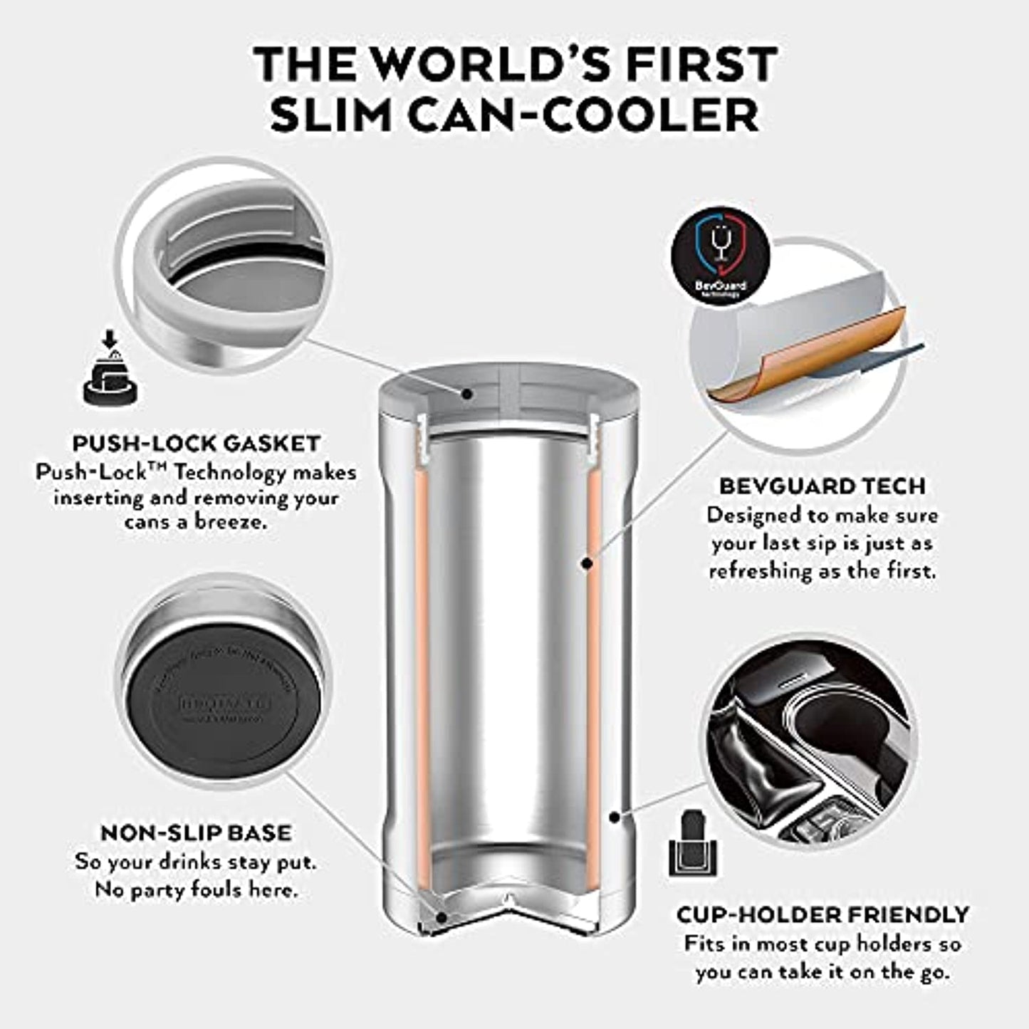 BrüMate Hopsulator Slim Can Cooler Insulated for 12oz Slim Cans | Skinny Can
