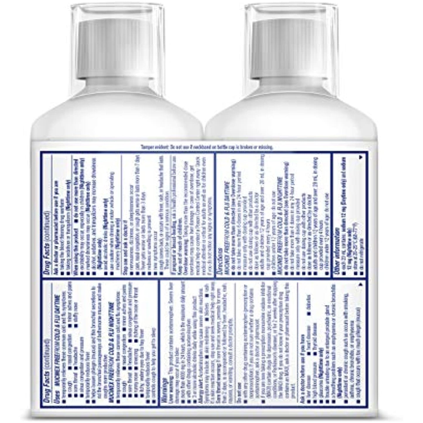 Mucinex FreeFrom Cold and Flu Daytime and Nighttime, Multi-Symptom Relief, Cherry, 6 Fl Oz (Pack of 2)