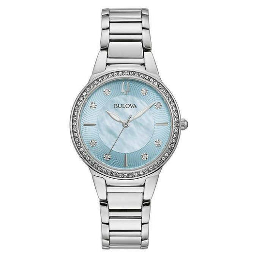 $280 MSRP | Bulova Women’s Swarovski Crystal Blue Dial Watch – 96L288 (NEW)
