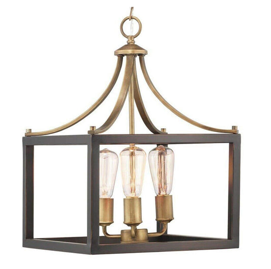 Home Decorators Collection Boswell Quarter 3-Light Vintage Brass Pendant