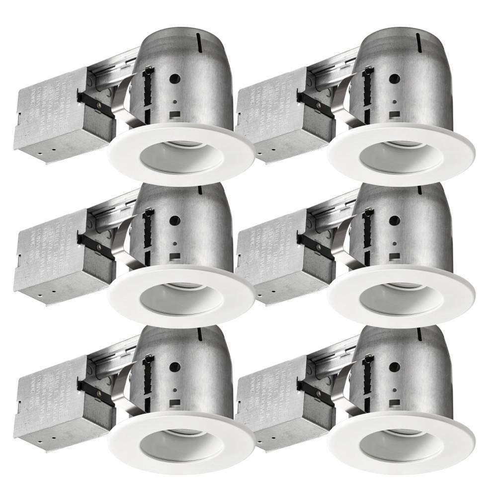 Commercial Electric 4 in. White LED IC Rated Swivel Baffle Round Trim Recessed..