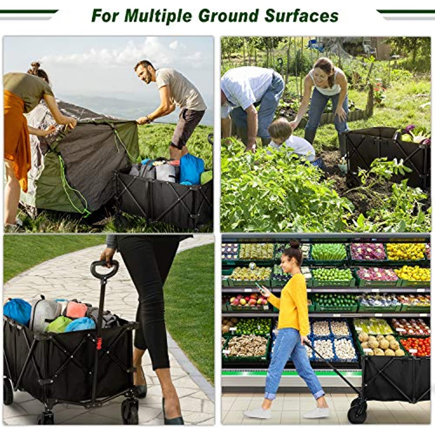 Hikenture Heavy Duty Utility Collapsible Wagon with All-Terrain Wheels, PREOWNED