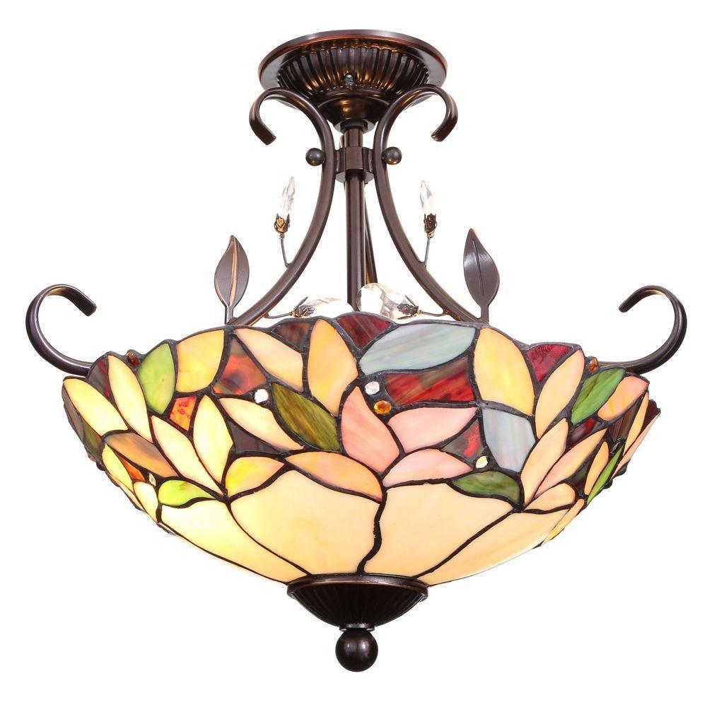 Dale Tiffany FTS10001 Crystal Leaf 2-Light Antique Bronze Semi-Flush Mount