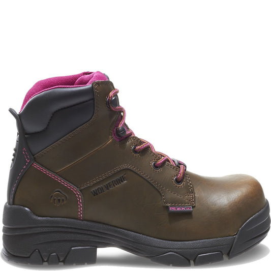 Wolverine Merlin Waterproof Composite-Toe 6" Work Boot Women 9.5 Brown