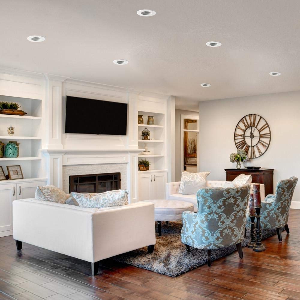 Commercial Electric 4 in. White LED IC Rated Swivel Baffle Round Trim Recessed..