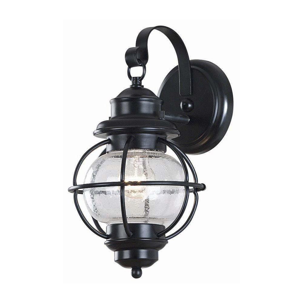 Home Decorators Collection HDP13669 Greer 1-Light Black Exterior Wall Lantern Small