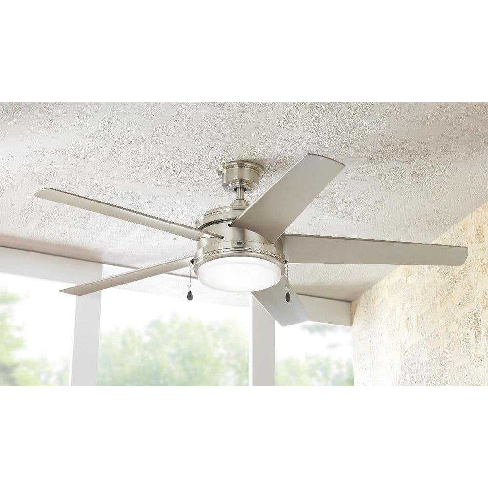 Home Decorators Collection Portwood 60 in. LED Indoor/Outdoor Brushed Nickel Ceiling Fan