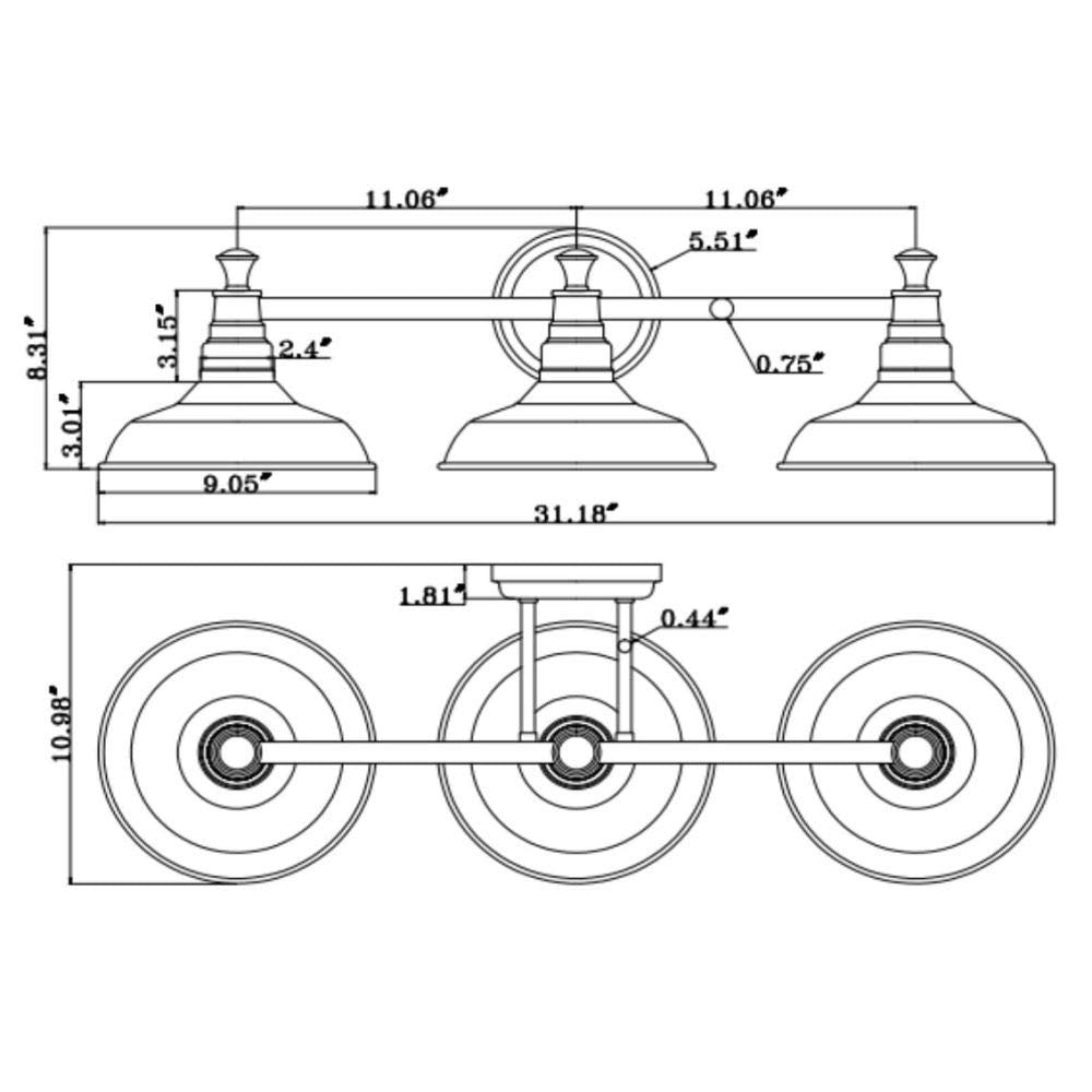 Design House 520312 Vanity Light, 3, Galvanized