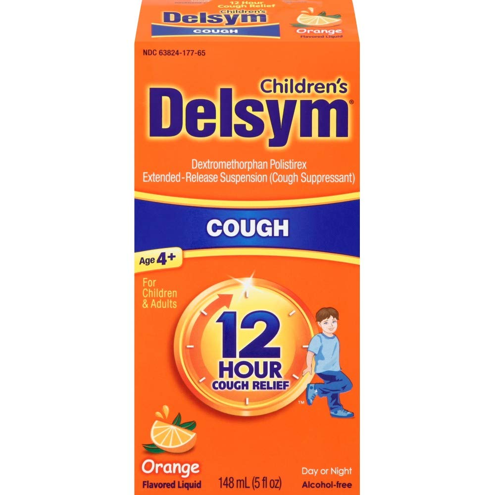 Delsym Children's Cough Suppressant Liquid, Orange Flavor, 5 Ounce EXP 4/2023