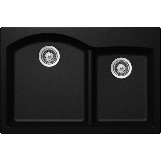 Elkay by Schock Dual Mount Quartz Composite 33 in Double Bowl Kitchen Sink Black