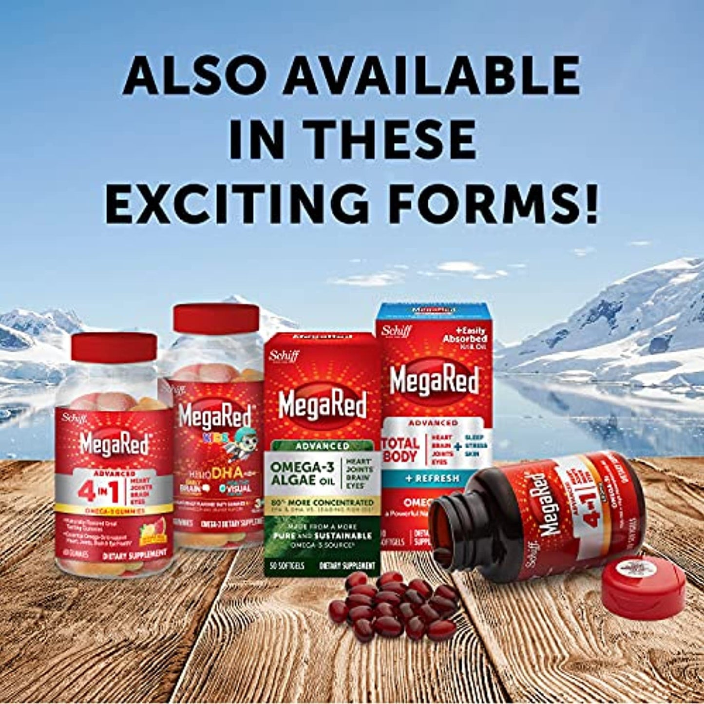 MegaRed Advanced 4in1 Softgels - Omega-3 Fish & Krill Oil Supplement 900mg (40 Count In A Box), 2x More Omega-3, Heart, Joint, Brain and Eye Supplement