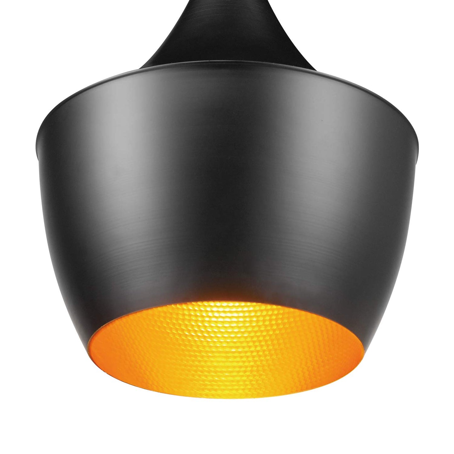 Globe Electric Flo 1-Light Pendant, Matte Black, Gold Interior 63871