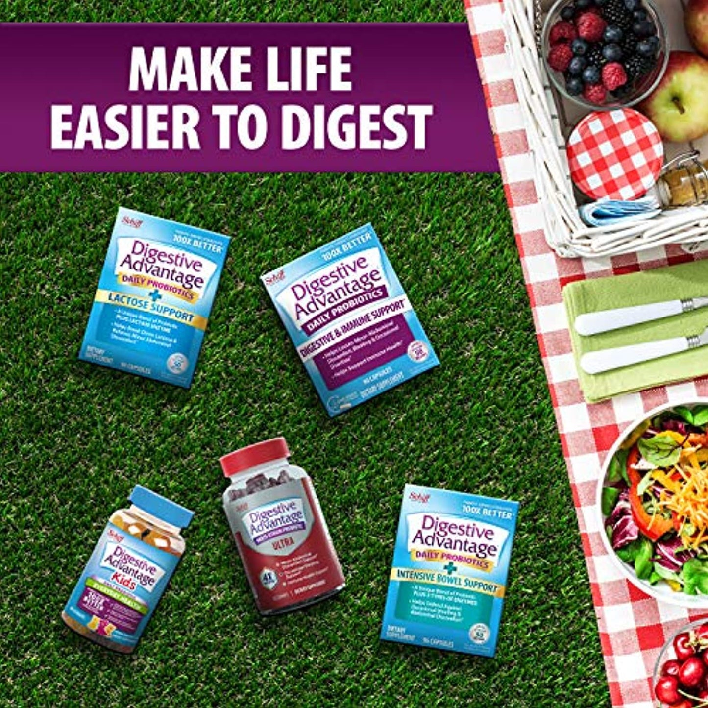 Daily Probiotic Capsule - Digestive Advantage (50 count in a box), Survives 100x Better Than Regular 50 Billion CFU, Lessen Minor Abdominal Discomfort, Bloating & Occasional Diarrhea