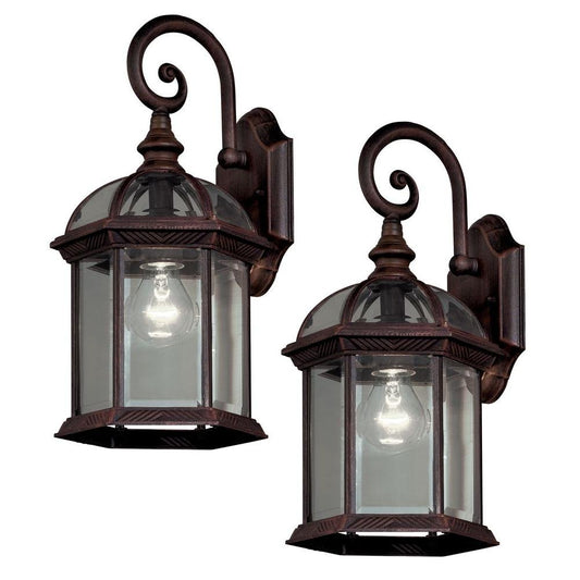 Hampton Bay 7072-2RT Twin Pack 1-Light Weathered Bronze Outdoor Lantern READ !