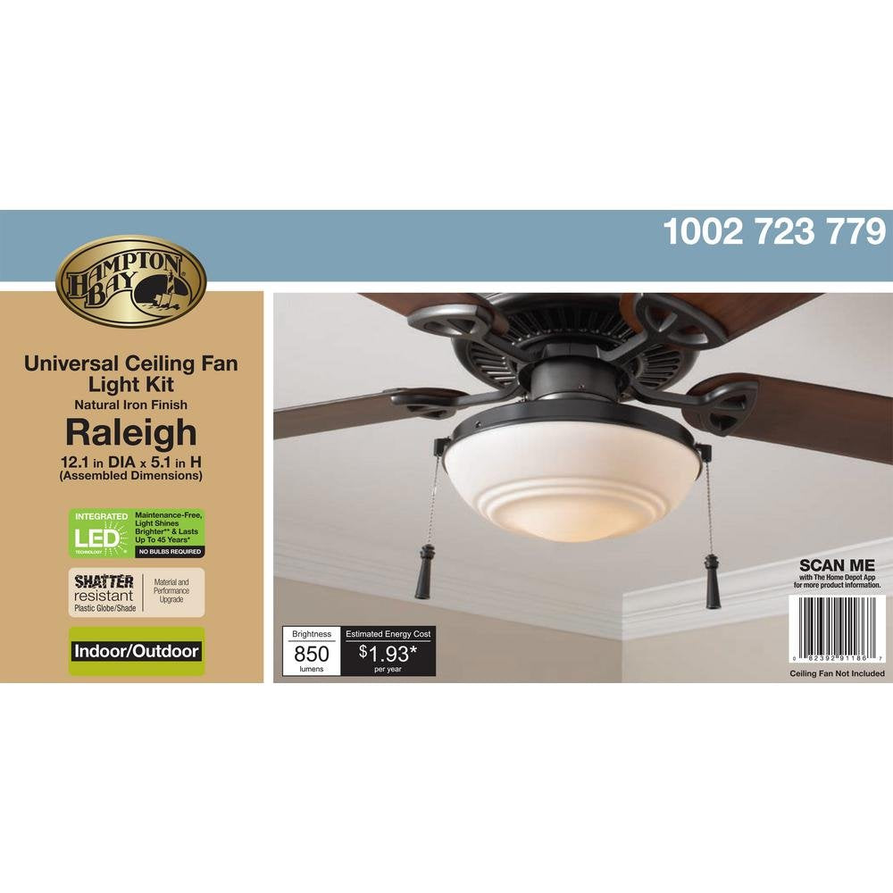 Hampton Bay Raleigh LED Natural Iron Light Kit Ceiling Fan