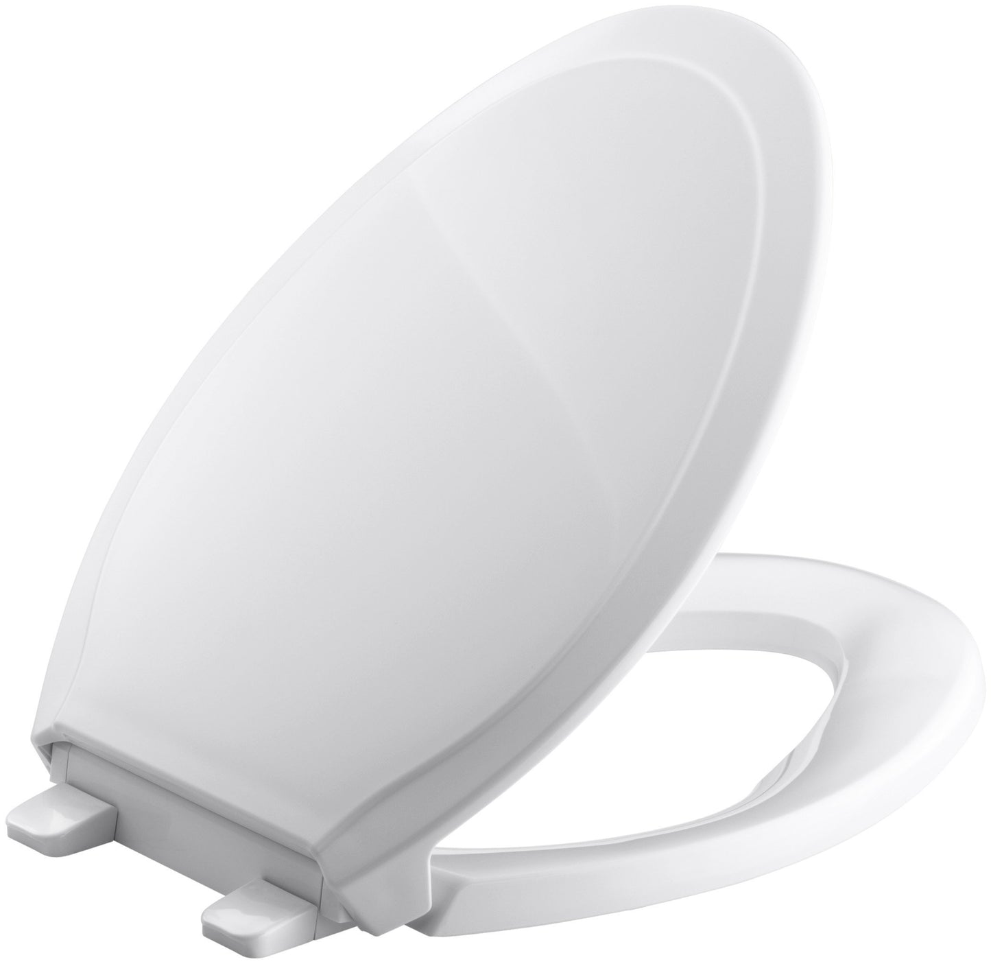 KOHLER K-4734-0 Rutledge Elongated White Toilet Seat, with Grip-Tight Bumpers, Quiet-Close Seat, Quick-Release Hinges, Quick-Attach Hardware, No Slam Toilet Seat