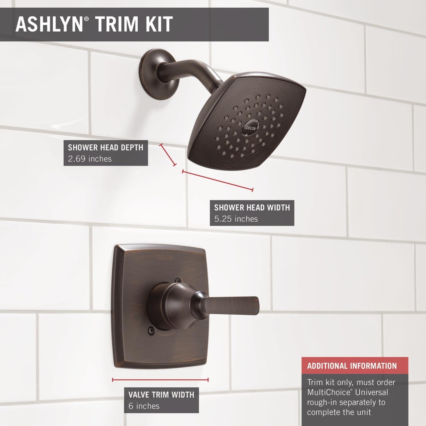 Delta Faucet Ashlyn 14 Series Single-Function Shower Trim Kit Single-Spray
