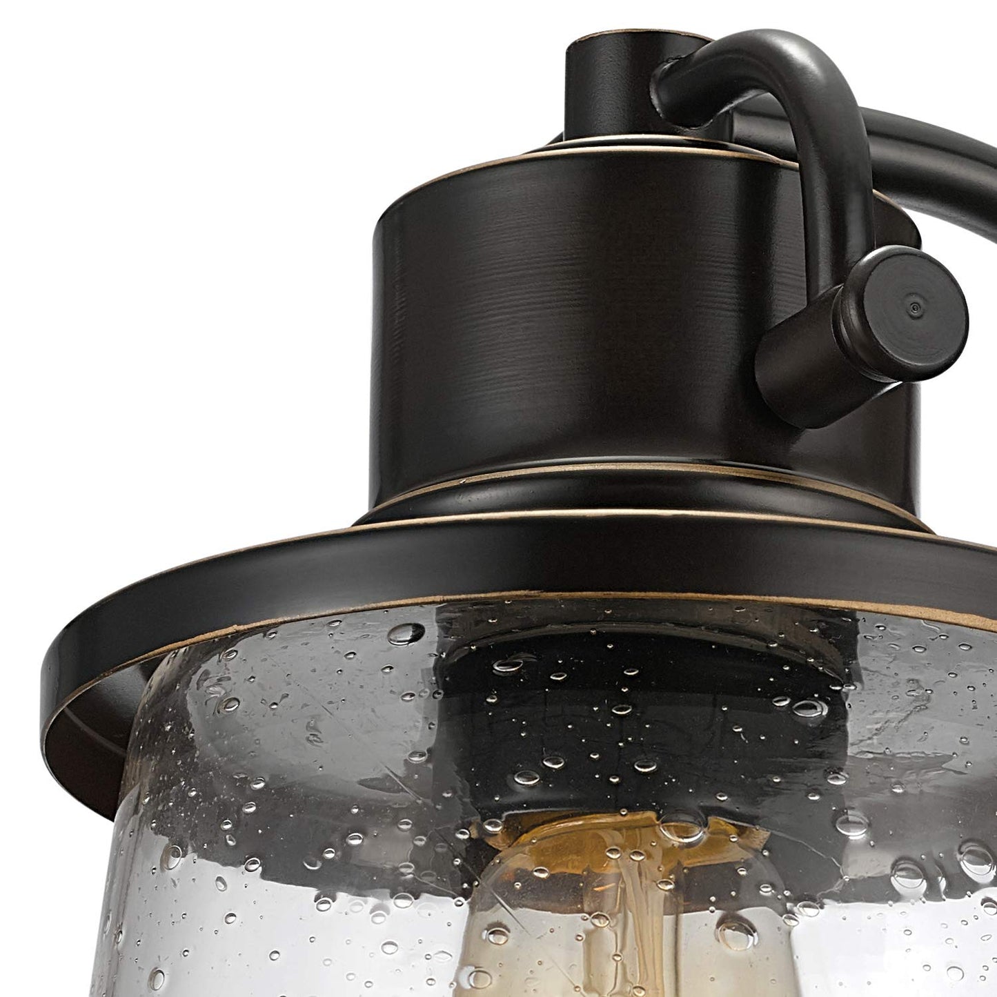 Globe Electric Charlie 1-Light Oil Rubbed Bronze LED Outdoor Wall Mount Sconce with Clear Seeded Glass Shade 44127