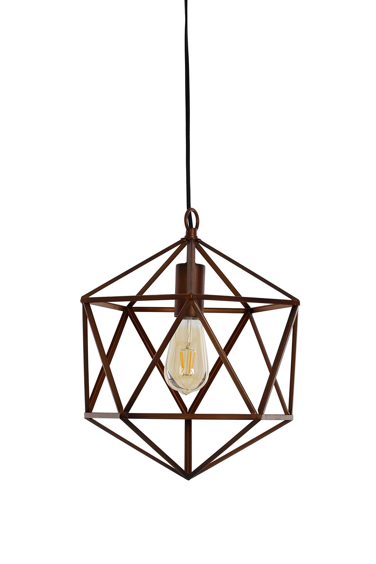 Catalina Lighting 20067-000 Industrial Modern Geometric Open Cage Metal Swag Mini Pendant Ceiling Light, 12" Brown