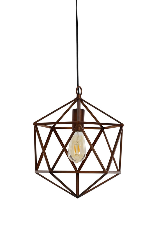 Catalina Lighting 20067-000 Industrial Modern Geometric Open Cage Metal Swag Mini Pendant Ceiling Light, 12" Brown