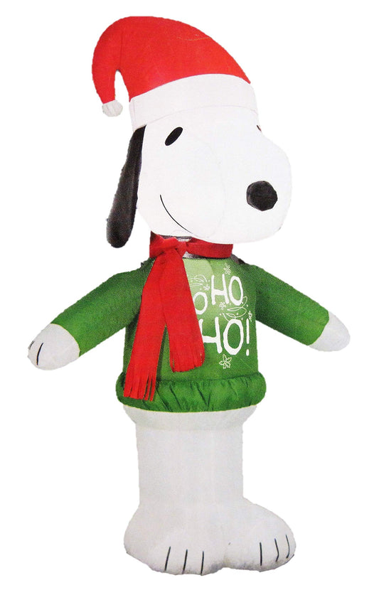 Gemmy Peanuts Snoopy with Santa Hat and Ho Ho Sweater 3.5 Ft Christmas Holiday Airblown Inflatable