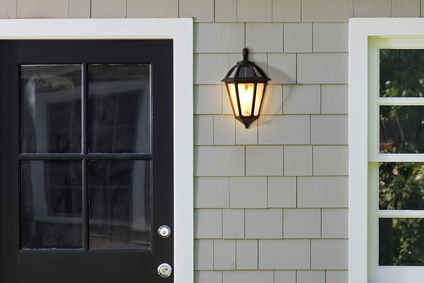 Gama Sonic GS-179-BLK Polaris Lamp Outdoor Solar Light Fixture, Wall Mount Sconce, Black