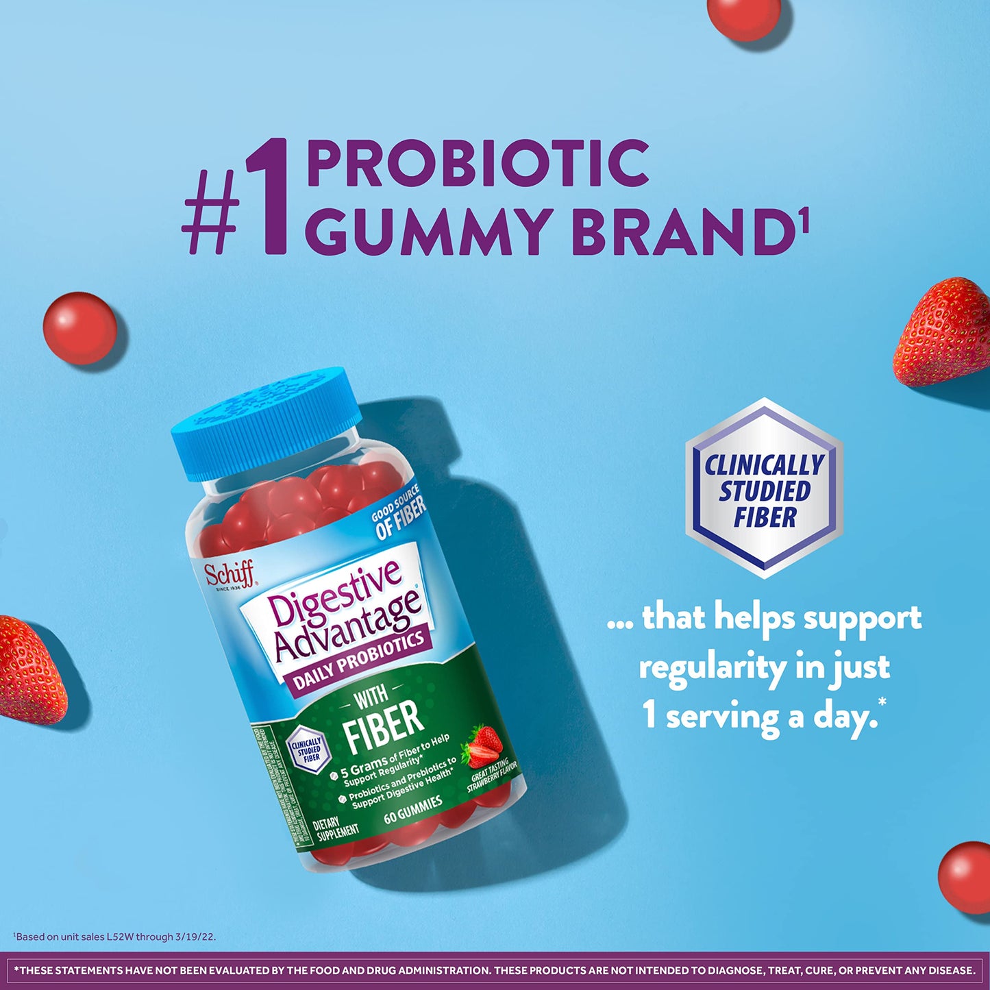 Digestive Advantage Daily Probiotic Strawberry Gummies 60ct exp 9/23