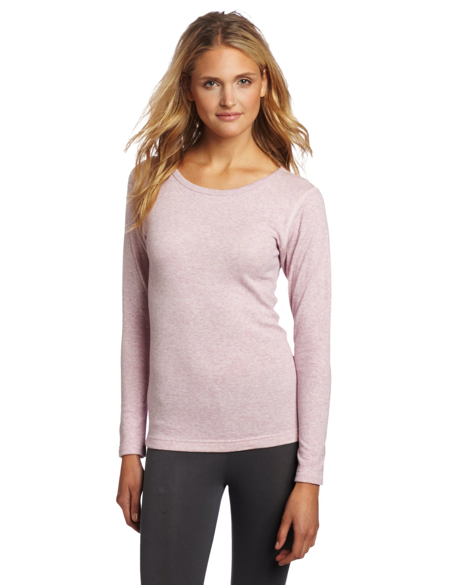 Duofold Women's Mid Weight Double Layer Thermal Shirt, Berry Pink Heather, Large
