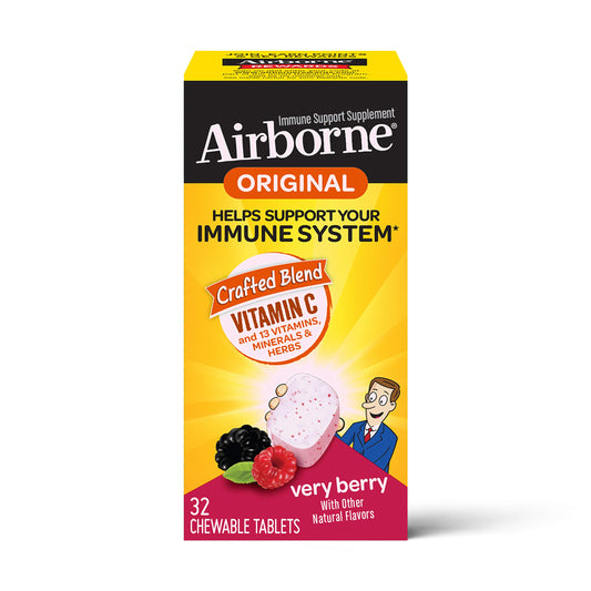 Airborne Original Vitamin C 32 Chewable Tablets Very Berry Lot Of 3 New Sealed