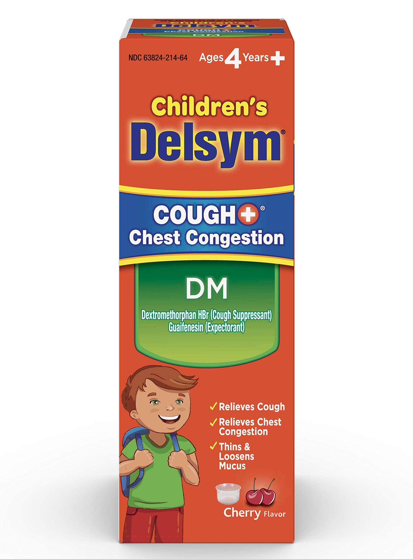 Delsym Children's DM Cough Liquid, Cherry, 4oz EXP 11/2024