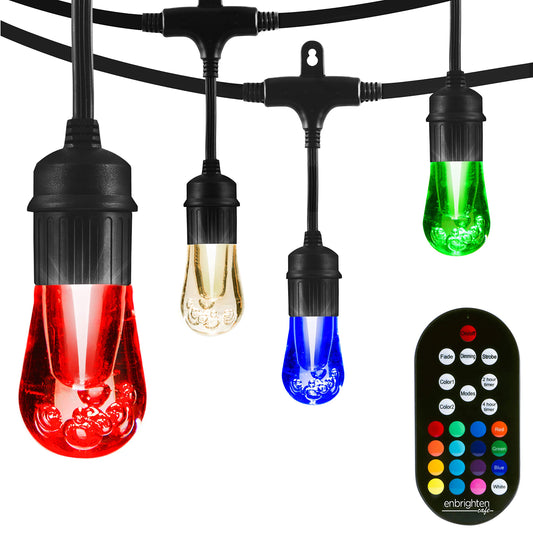 Enbrighten 37790, Black, Vintage Seasons LED Warm White & Color Changing Café ..