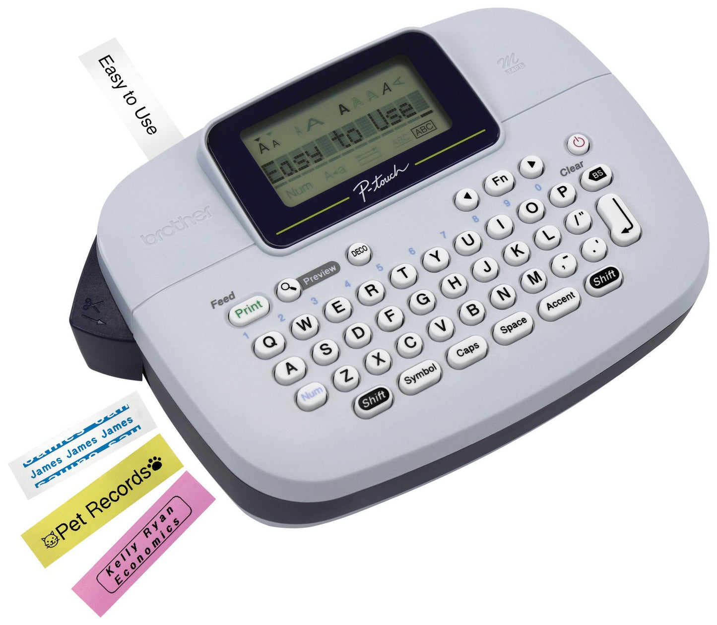 Brother P-touch, PTM95, Handy Label Maker, 9 Type Styles, 8 Deco Mode Patterns, White