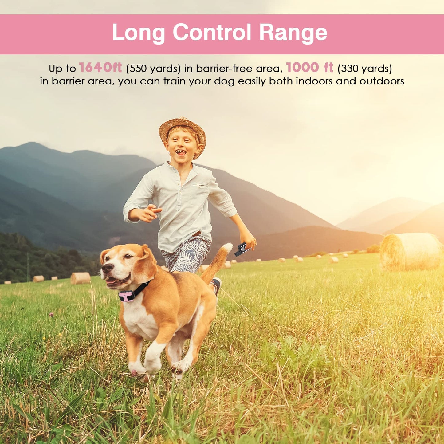 HKZOOI Dog Training Collar, Waterproof Shock Collars for Dog with Remote Range 1640 ft, 3 Training Modes, Beep, Vibration and Shock, Electric Dog Collar for Small Medium Large Dogs (Pinks)