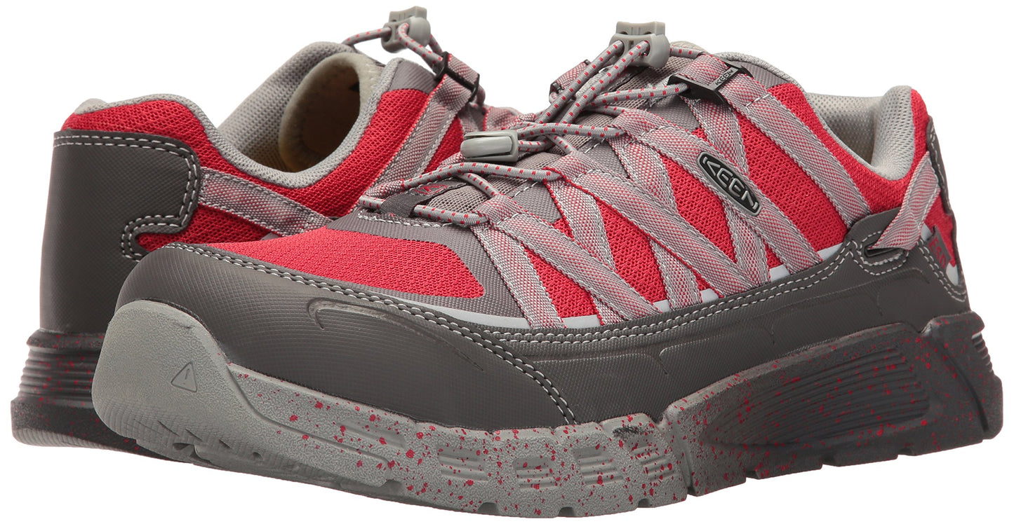 KEEN Utility Men's Asheville Alloy Toe ESD Industrial and Construction Shoe, Magnet/Racing Red, 11.5 D US
