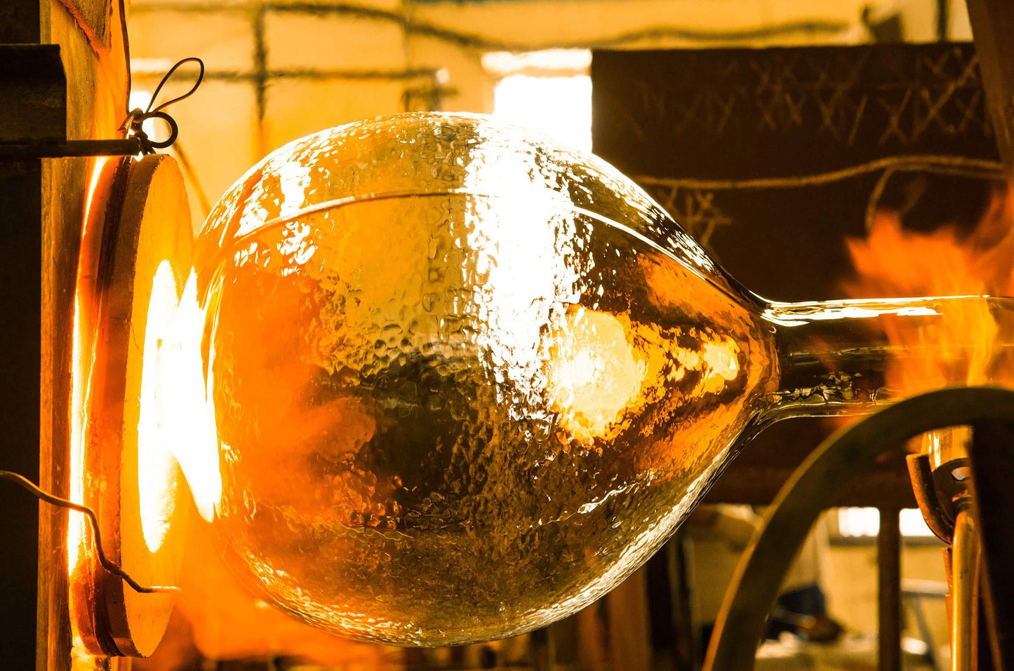 CASAMOTION Wavy Hammered Hand Blown Glass Pendant Light, 1 hanging Light, 11'' diam.16.9''h, Clear