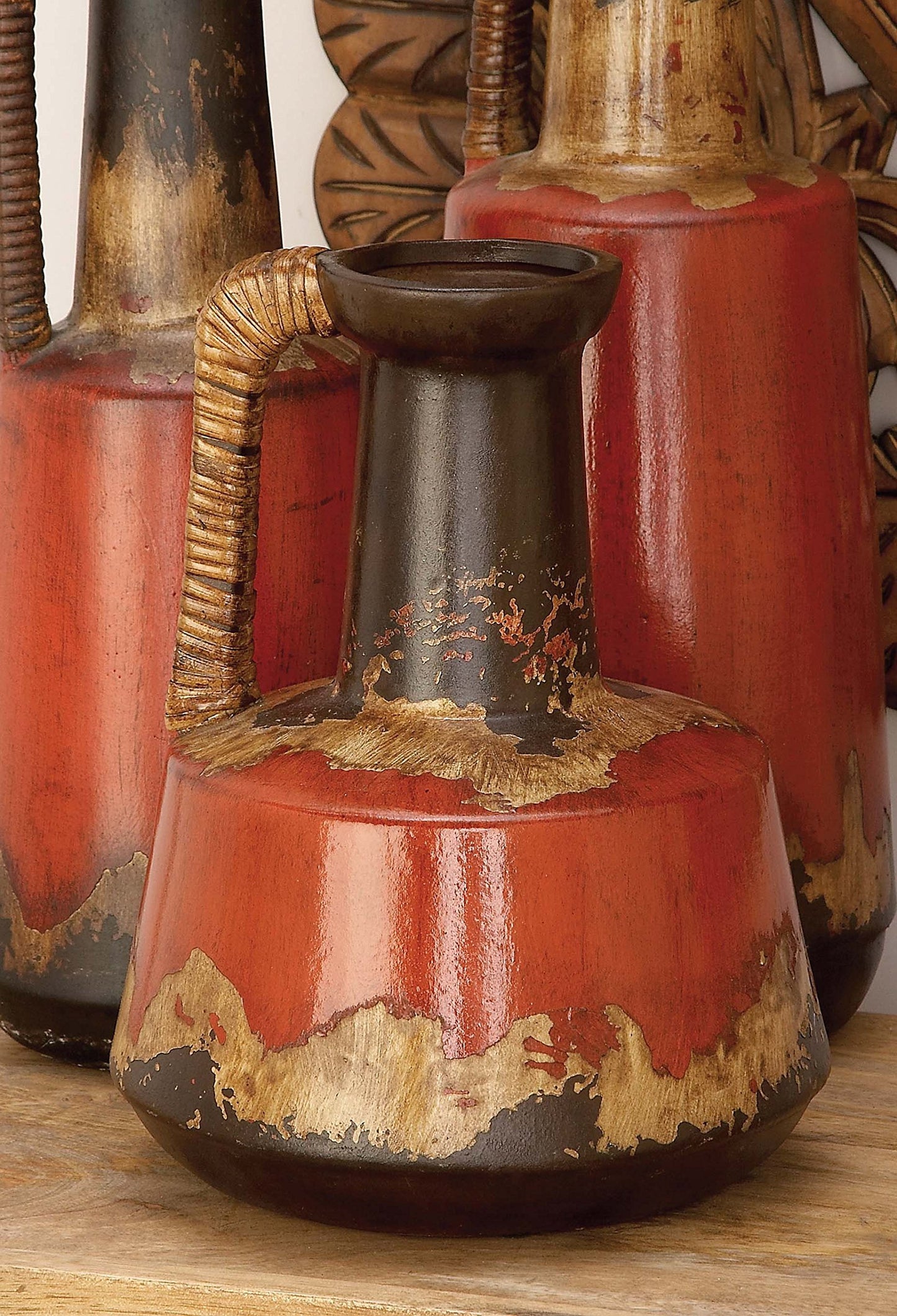 Deco 79 60050 Marvelous Ceramic Rattan Handle Pot