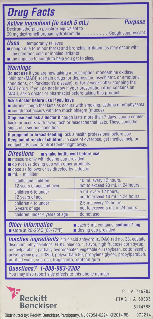 Delsym Children's 12 Hr Cough Relief Liquid, Grape, 5oz EXP 4/2023