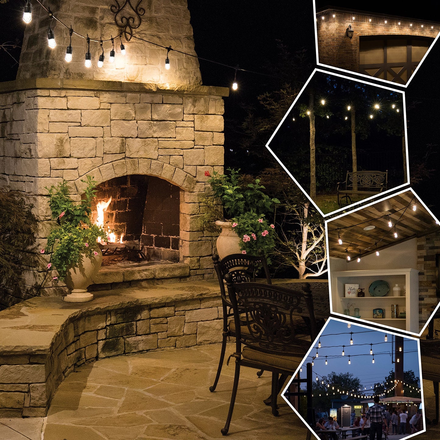 Enbrighten Classic LED Cafe String Lights, Black, 12 Foot Length, 6 Impact Resistant Lifetime Bulbs, Premium, Shatterproof, Weatherproof, Indoor/Outdoor, Commercial Grade, UL Listed, 31660