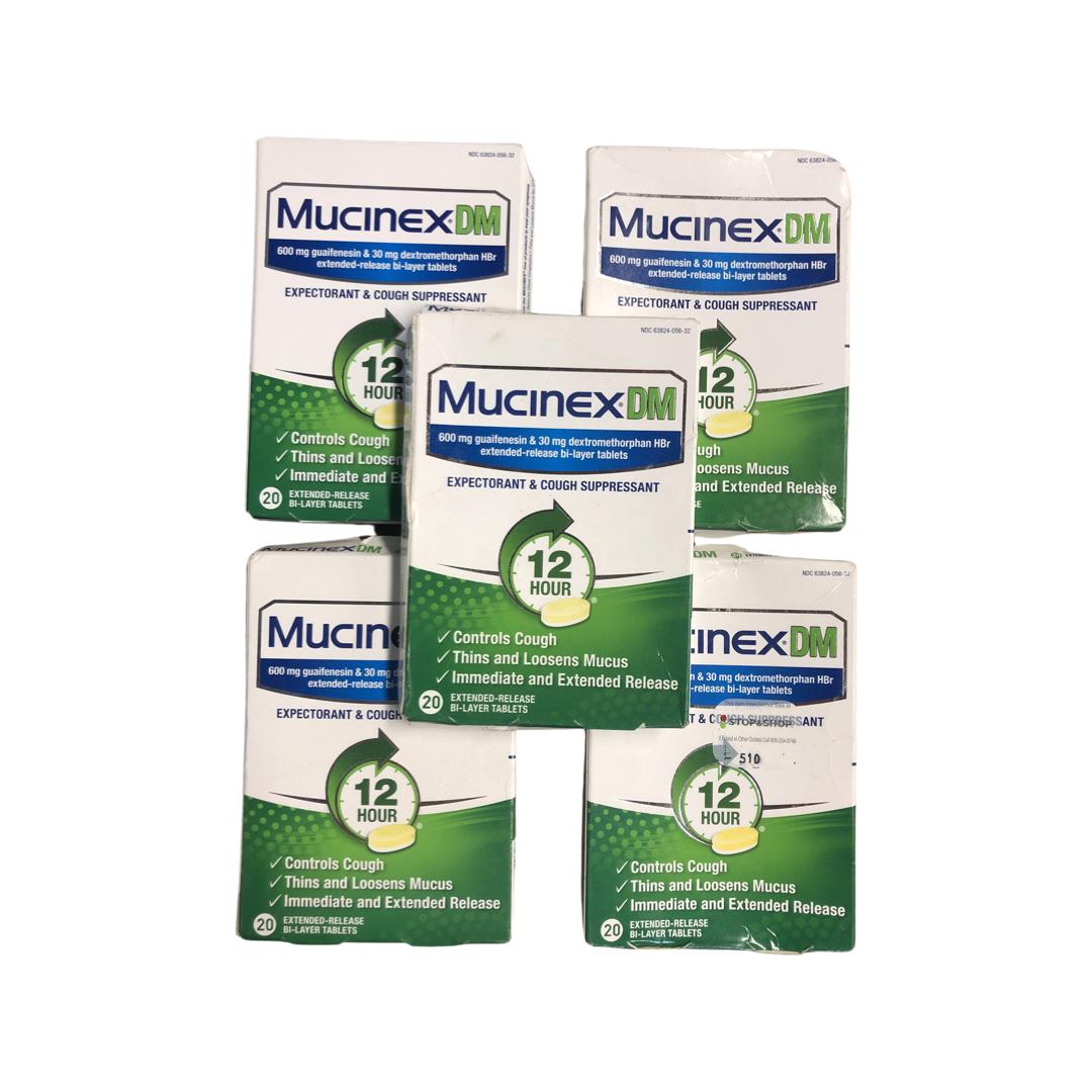 Cough Suppressant and Expectorant, Mucinex DM 12 Hr Relief Tablets, 20ct, 600 mg Guaifenesin, 30 mg Dextromethorphan HBr, Controls Cough and Thins & Loosens Mucus That Causes Cough & Chest Congestion