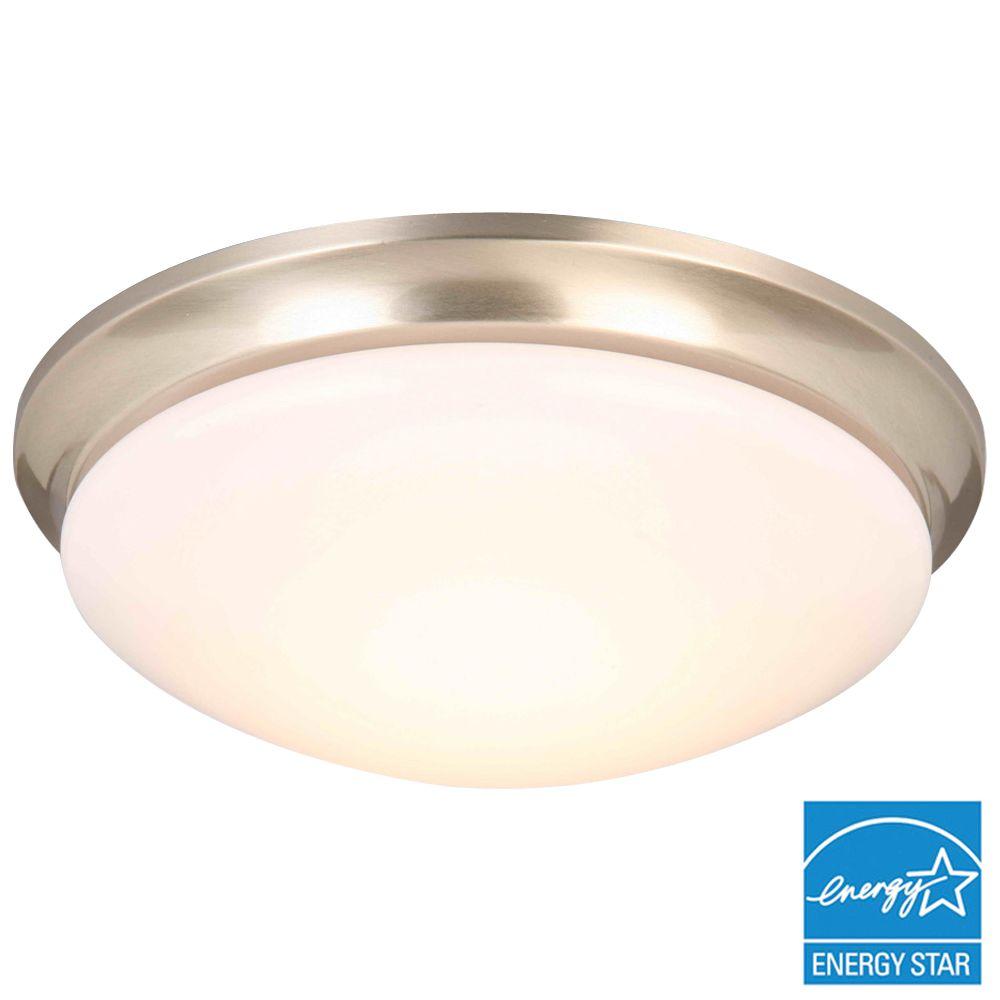 Hampton Bay 13 in. Brushed Nickel LED Flushmount