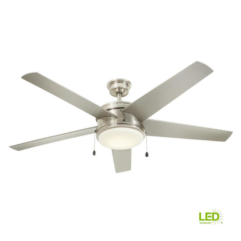 Home Decorators Portwood 60 in. LED Indoor/Outdoor Brushed Nickel Ceiling Fan