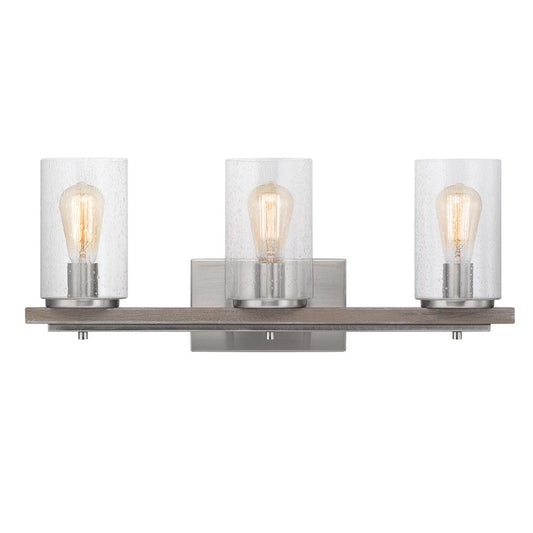 Home Decorators Collection Boswell Quarter 3-Light Brushed Nickel Vanity Light with Painted Weathered Gray Wood Accents