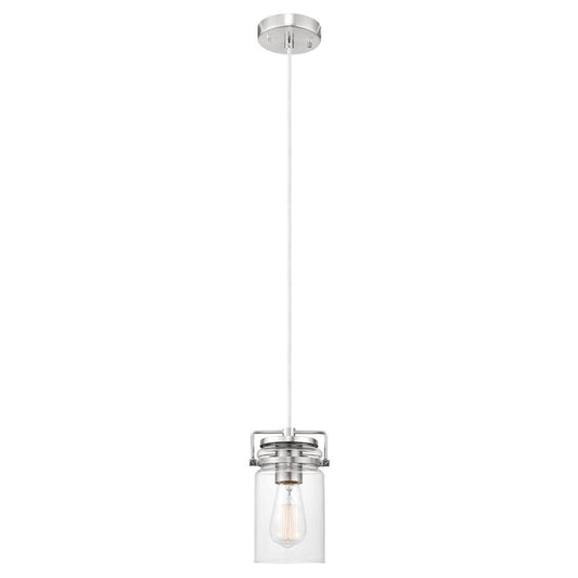 Home Decorators Collection 1-Light Mason Jar Brushed Steel Pendant