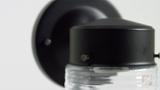 Hampton Bay 1-Light Matte Black Outdoor Jelly-Jar Wall Light -OPEN BOX