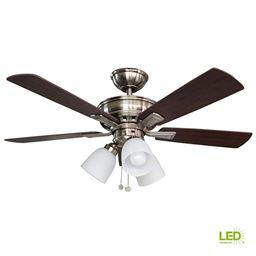 Hampton Bay Vaurgas 44 in. LED Indoor Brushed Nickel Ceiling Fan