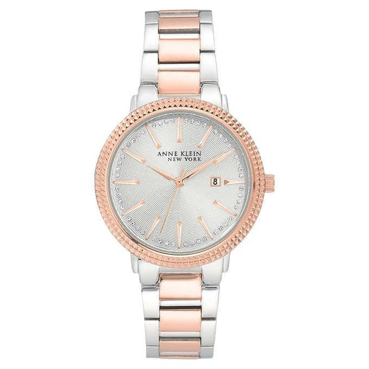 Anne Klein NY 12/2315SVRT Women's 36mm Silver & Rose-Gold-Tone NO BOX