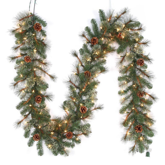 Home Accents Holiday 9 ft. Pre-Lit LED Artificial Alexander Pine Christmas Gar..