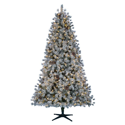 Home Accents Holiday 7.5 ft. Pre-Lit LED Flocked Lexington Pine Artificial Christmas Tree with 500 Warm White Lights